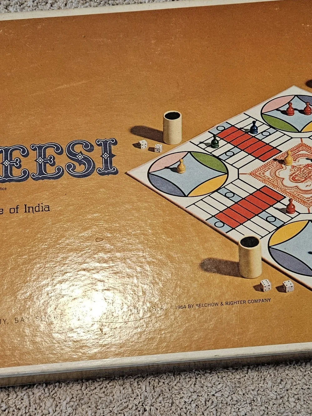 Vtg (1959-64) Gold Seal Edition of Parcheei Game. Published by Selchow & Righter